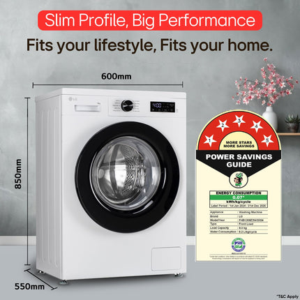 LG 8 Kg 5 Star Steam, Inverter Direct Drive Technology, 6 Motion DD, Fully-Automatic Front Load Washing Machine (FHB1208Z2W, Dial + Full Touch Buttons & LED Display, Essence White) 