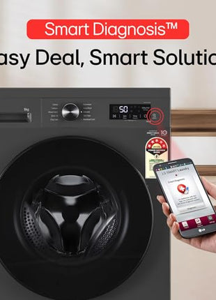 LG 8 Kg, 5 Star, Wi-Fi, Direct Drive Technology, Steam Wash, 6 Motion DD, Fully-Automatic Front Load Washing Machine (FHB1208Z4M, Allergy Care, In-Built Heater, Touch Panel, 2024 model, Middle Black) 