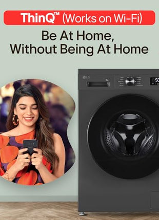 LG 8 Kg, 5 Star, Wi-Fi, Direct Drive Technology, Steam Wash, 6 Motion DD, Fully-Automatic Front Load Washing Machine (FHB1208Z4M, Allergy Care, In-Built Heater, Touch Panel, 2024 model, Middle Black) 