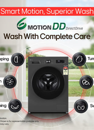 LG 8 Kg, 5 Star, Wi-Fi, Direct Drive Technology, Steam Wash, 6 Motion DD, Fully-Automatic Front Load Washing Machine (FHB1208Z4M, Allergy Care, In-Built Heater, Touch Panel, 2024 model, Middle Black) 