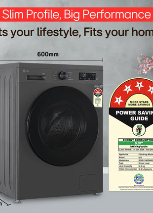 LG 8 Kg, 5 Star, Wi-Fi, Direct Drive Technology, Steam Wash, 6 Motion DD, Fully-Automatic Front Load Washing Machine (FHB1208Z4M, Allergy Care, In-Built Heater, Touch Panel, 2024 model, Middle Black) 