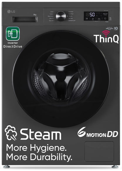 LG 8 Kg, 5 Star, Wi-Fi, Direct Drive Technology, Steam Wash, 6 Motion DD, Fully-Automatic Front Load Washing Machine (FHB1208Z4M, Allergy Care, In-Built Heater, Touch Panel, Middle Black) 