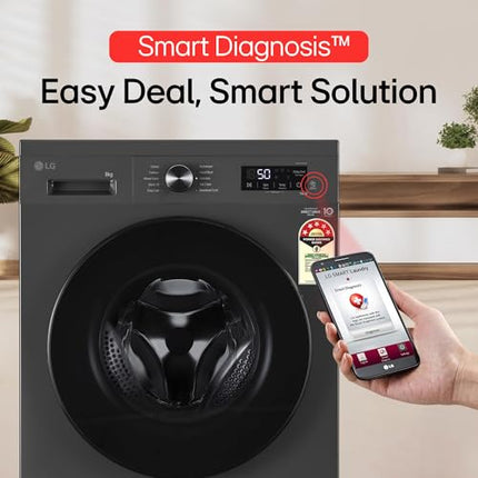 LG 8 Kg, 5 Star, Wi-Fi, Direct Drive Technology, Steam Wash, 6 Motion DD, Fully-Automatic Front Load Washing Machine (FHB1208Z4M, Allergy Care, In-Built Heater, Touch Panel, Middle Black) 