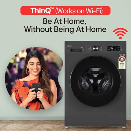 LG 8 Kg, 5 Star, Wi-Fi, Direct Drive Technology, Steam Wash, 6 Motion DD, Fully-Automatic Front Load Washing Machine (FHB1208Z4M, Allergy Care, In-Built Heater, Touch Panel, Middle Black) 