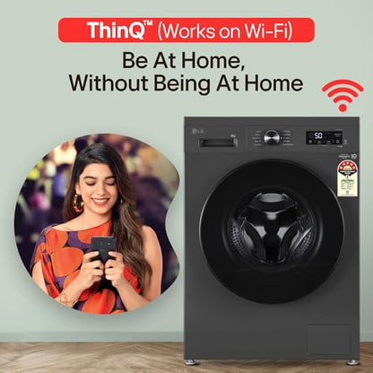 LG 8 Kg, 5 Star, Wi-Fi, Direct Drive Technology, Steam Wash, 6 Motion DD, Fully-Automatic Front Load Washing Machine (FHB1208Z4M, Allergy Care, In-Built Heater, Touch Panel, Middle Black) 