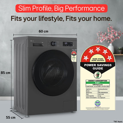LG 8 Kg, 5 Star, Wi-Fi, Direct Drive Technology, Steam Wash, 6 Motion DD, Fully-Automatic Front Load Washing Machine (FHB1208Z4M, Allergy Care, In-Built Heater, Touch Panel, Middle Black) 