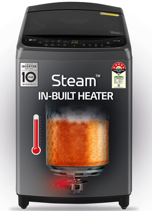 LG 9.0 Kg, 5 Star, AI Direct Drive Technology, Steam Wash for Allergy Removal, Fully-Automatic Top Loading Washing Machine (THD09SPM, Middle Black, More Fabric Care & Convenience, In-Built Heater) 