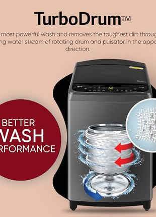 LG 9.0 Kg, 5 Star, AI Direct Drive Technology, Steam Wash for Allergy Removal, Fully-Automatic Top Loading Washing Machine (THD09SPM, Middle Black, More Fabric Care & Convenience, In-Built Heater) 