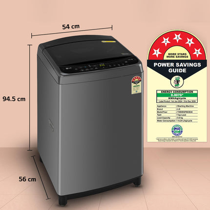 LG 9.0 Kg, 5 Star, AI Direct Drive Technology, Steam Wash for Allergy Removal, Fully-Automatic Top Loading Washing Machine (THD09SPM, Middle Black, More Fabric Care & Convenience, In-Built Heater) 