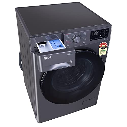 LG 9 Kg, 5 Star, AI Direct Drive Technology, Steam, 6 Motion DD & Wi-Fi Fully-Automatic Front Load Washing Machine (FHP1209Z5M, Intelligent & Convenient Fabric Care, Allergy Care, Middle Black) 