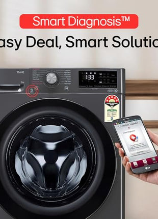 LG 9 Kg, 5 Star, AI Direct Drive Technology, Steam, 6 Motion DD & Wi-Fi Fully-Automatic Front Load Washing Machine (FHP1209Z5M, Intelligent & Convenient Fabric Care, Allergy Care, Middle Black) 