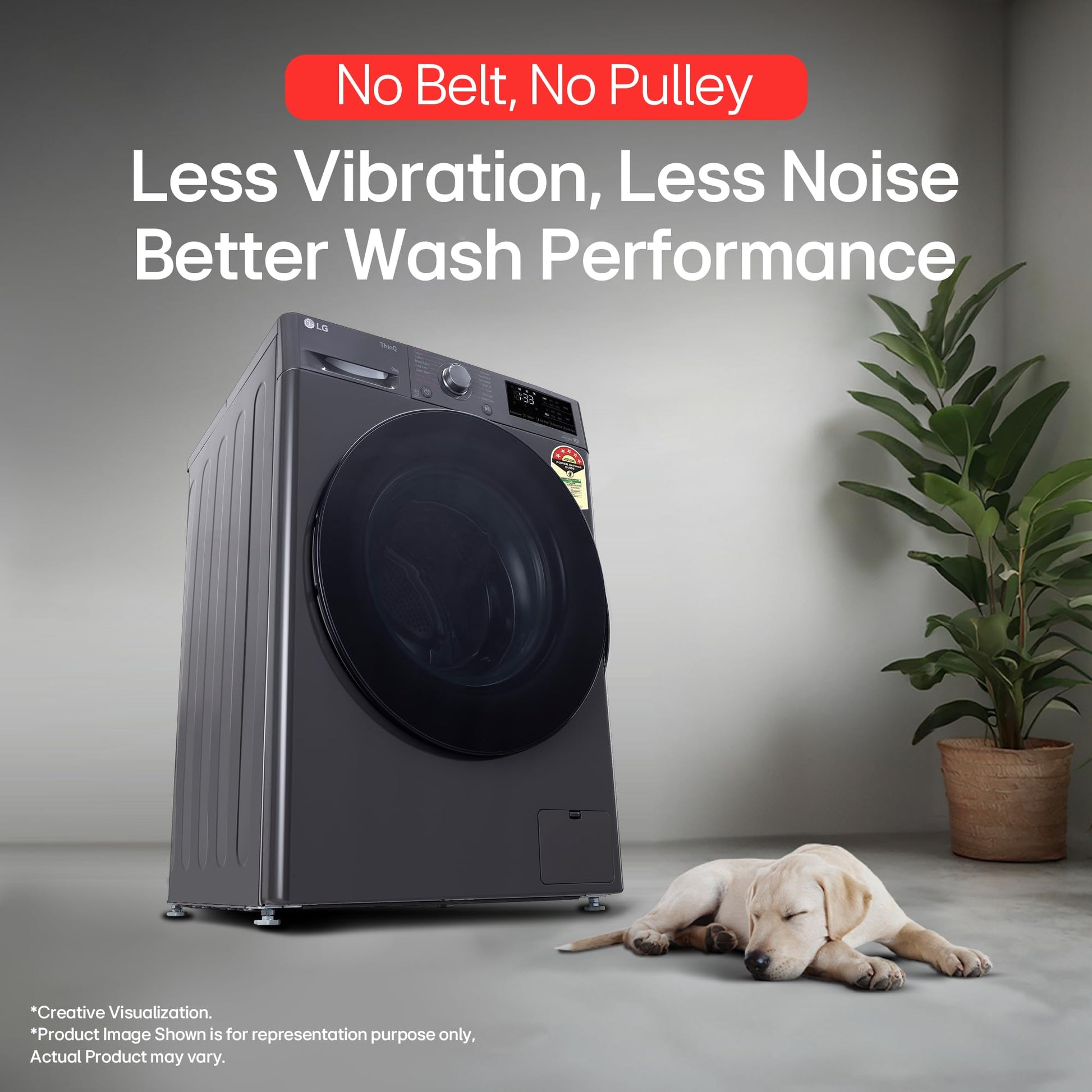 LG 9 Kg, 5 Star, AI Direct Drive Technology, Steam, 6 Motion DD & Wi-Fi Fully-Automatic Front Load Washing Machine (FHP1209Z5M, Intelligent & Convenient Fabric Care, Allergy Care, Middle Black) 