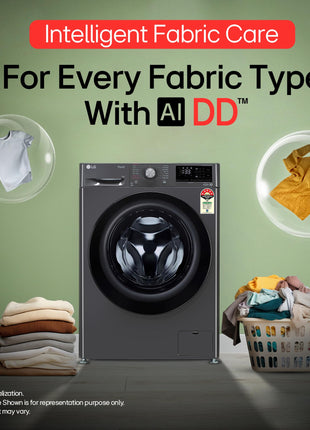 LG 9 Kg, 5 Star, AI Direct Drive Technology, Steam, 6 Motion DD & Wi-Fi Fully-Automatic Front Load Washing Machine (FHP1209Z5M, Intelligent & Convenient Fabric Care, Allergy Care, Middle Black) 