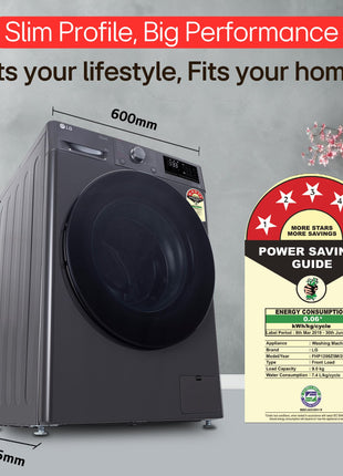 LG 9 Kg, 5 Star, AI Direct Drive Technology, Steam, 6 Motion DD & Wi-Fi Fully-Automatic Front Load Washing Machine (FHP1209Z5M, Intelligent & Convenient Fabric Care, Allergy Care, Middle Black) 