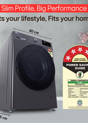 LG 9 Kg, 5 Star, AI Direct Drive Technology, Steam, 6 Motion DD & Wi-Fi Fully-Automatic Front Load Washing Machine (FHP1209Z5M, Intelligent & Convenient Fabric Care, Allergy Care, Middle Black) 