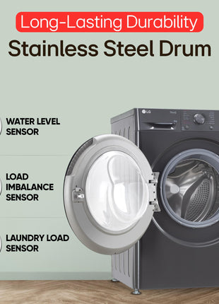 LG 9 Kg, 5 Star, AI Direct Drive Technology, Steam, 6 Motion DD & Wi-Fi Fully-Automatic Front Load Washing Machine (FHP1209Z5M, Intelligent & Convenient Fabric Care, Allergy Care, Middle Black) 