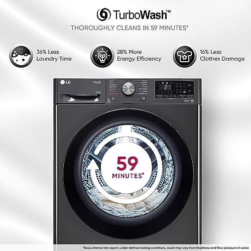 LG 9 Kg (Wash) / 5 Kg (Dry), Ai Direct Drive Technology, Steam, TurboWash & Wi-Fi Fully Automatic Front Load Washer Dryer (FHD0905SWM, Intelligent & Convenient Fabric Care, Allergy Care, Middle Black) 