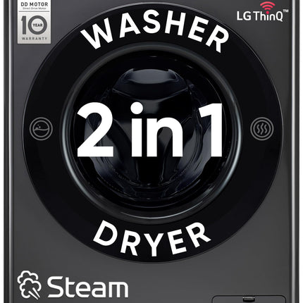 LG 9 Kg (Wash) / 5 Kg (Dry), Ai Direct Drive Technology, Steam, TurboWash & Wi-Fi Fully Automatic Front Load Washer Dryer (FHD0905SWM, Intelligent & Convenient Fabric Care, Allergy Care, Middle Black) 