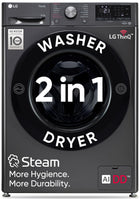 LG 9 Kg (Wash) / 5 Kg (Dry), Ai Direct Drive Technology, Steam, TurboWash & Wi-Fi Fully Automatic Front Load Washer Dryer (FHD0905SWM, Intelligent & Convenient Fabric Care, Allergy Care, Middle Black) 