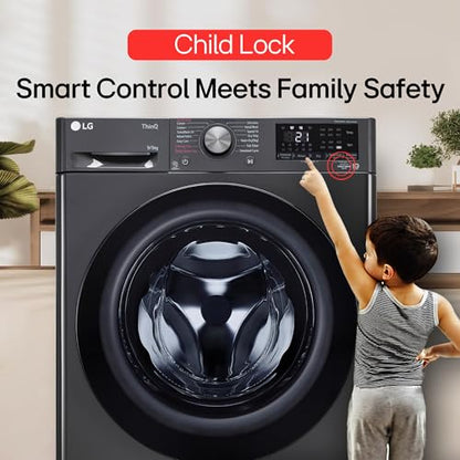 LG 9 Kg (Wash) / 5 Kg (Dry), Ai Direct Drive Technology, Steam, TurboWash & Wi-Fi Fully Automatic Front Load Washer Dryer (FHD0905SWM, Intelligent & Convenient Fabric Care, Allergy Care, Middle Black) 