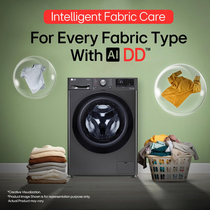LG 9 Kg (Wash) / 5 Kg (Dry), Ai Direct Drive Technology, Steam, TurboWash & Wi-Fi Fully Automatic Front Load Washer Dryer (FHD0905SWM, Intelligent & Convenient Fabric Care, Allergy Care, Middle Black) 