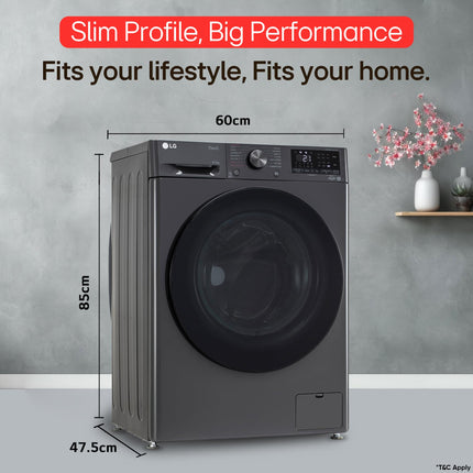 LG 9 Kg (Wash) / 5 Kg (Dry), Ai Direct Drive Technology, Steam, TurboWash & Wi-Fi Fully Automatic Front Load Washer Dryer (FHD0905SWM, Intelligent & Convenient Fabric Care, Allergy Care, Middle Black) 