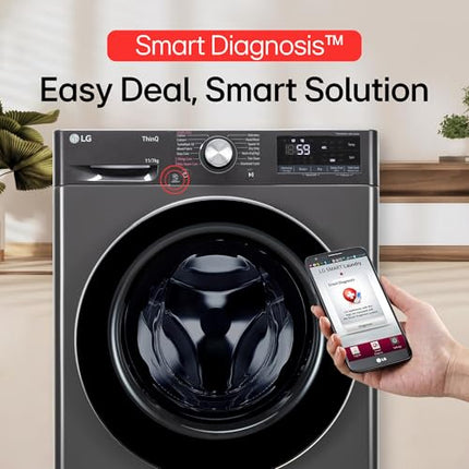 LG Smart Choice,11 Kg (Wash)/7 Kg (Dry), AI Direct Drive Technology, Steam, 6 Motion DD & Wi-Fi Front Load Fully Automatic Washer Dryer (FHD1107SWM, Intelligent & Convenient Fabric Care, Middle Black) 