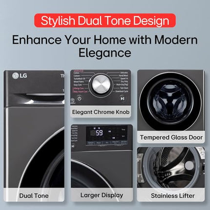 LG Smart Choice,11 Kg (Wash)/7 Kg (Dry), AI Direct Drive Technology, Steam, 6 Motion DD & Wi-Fi Front Load Fully Automatic Washer Dryer (FHD1107SWM, Intelligent & Convenient Fabric Care, Middle Black) 