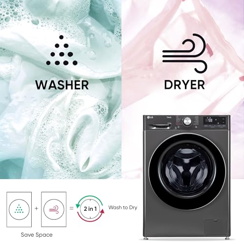 LG Smart Choice,11 Kg (Wash)/7 Kg (Dry), AI Direct Drive Technology, Steam, 6 Motion DD & Wi-Fi Front Load Fully Automatic Washer Dryer (FHD1107SWM, Intelligent & Convenient Fabric Care, Middle Black) 