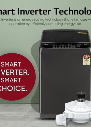 LG Smart Choice, 9 Kg, 5 Star, Smart Inverter Technology, Turbodrum, Fully Automatic Top Load Washing Machine (T90AJMB1Z, Jetspray+, Turbowash, Auto Tub Clean after every wash cycle, Middle Black) 