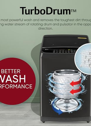 LG Smart Choice, 9 Kg, 5 Star, Smart Inverter Technology, Turbodrum, Fully Automatic Top Load Washing Machine (T90AJMB1Z, Jetspray+, Turbowash, Auto Tub Clean after every wash cycle, Middle Black) 