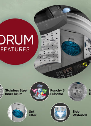 LG Smart Choice, 9 Kg, 5 Star, Smart Inverter Technology, Turbodrum, Fully Automatic Top Load Washing Machine (T90AJMB1Z, Jetspray+, Turbowash, Auto Tub Clean after every wash cycle, Middle Black) 