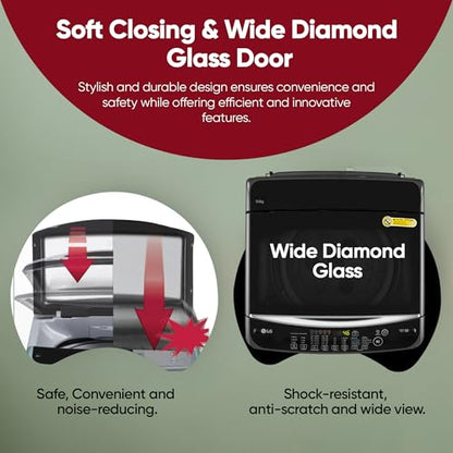 LG Smart Choice, 9 Kg, 5 Star, Smart Inverter Technology, Turbodrum, Fully Automatic Top Load Washing Machine (T90AJMB1Z, Jetspray+, Turbowash, Auto Tub Clean after every wash cycle, Middle Black) 