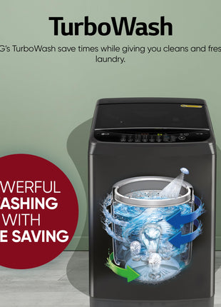 LG Smart Choice, 9 Kg, 5 Star, Smart Inverter Technology, Turbodrum, Fully Automatic Top Load Washing Machine (T90AJMB1Z, Jetspray+, Turbowash, Auto Tub Clean after every wash cycle, Middle Black) 
