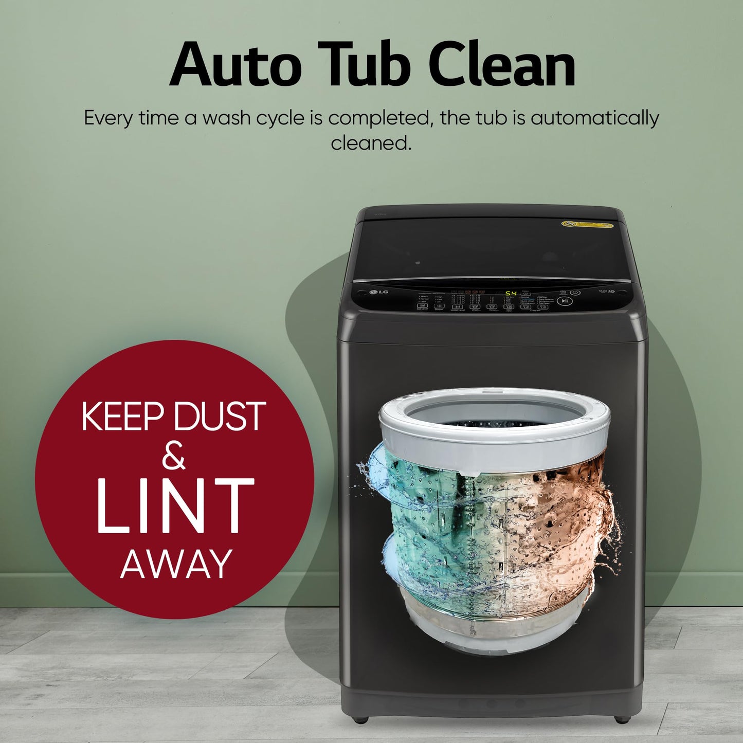 LG Smart Choice, 9 Kg, 5 Star, Smart Inverter Technology, Turbodrum, Fully Automatic Top Load Washing Machine (T90AJMB1Z, Jetspray+, Turbowash, Auto Tub Clean after every wash cycle, Middle Black) 