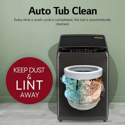 LG Smart Choice, 9 Kg, 5 Star, Smart Inverter Technology, Turbodrum, Fully Automatic Top Load Washing Machine (T90AJMB1Z, Jetspray+, Turbowash, Auto Tub Clean after every wash cycle, Middle Black) 