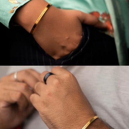 LOUIS MILLER Personalised Golden Kada | With 1 Year Colour Warranty | Kada For Unisex | Adjustable in Size | Glossy Golden Finish | 