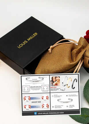 LOUIS MILLER Personalised Golden Kada | With 1 Year Colour Warranty | Kada For Unisex | Adjustable in Size | Glossy Golden Finish | 