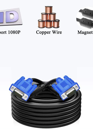 LS LAPSTER Quality Assured Male to Male VGA Cable 1.5 Meter, Support Monitor/PC/LCD/LED, Plasma, Projector, TFT (LST-VGACBLE-1.5M) 