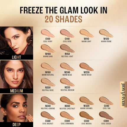 Lakmé 9To5 Primer + Matte Perfect Cover Foundation, W120 Warm Crème, 25 ml 