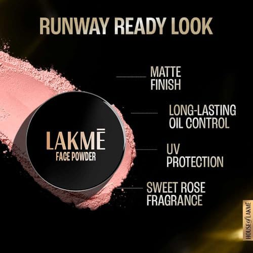 Lakme Rose Loose Face Powder with Sunscreen, Warm Pink, Face Makeup for a Rosy Glow - Matte Finish for Oily Skin Control, 40 g 