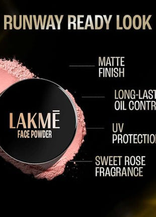 Lakme Rose Loose Face Powder with Sunscreen, Warm Pink, Face Makeup for a Rosy Glow - Matte Finish for Oily Skin Control, 40 g 