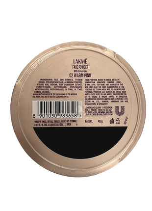 Lakme Rose Loose Face Powder with Sunscreen, Warm Pink, Face Makeup for a Rosy Glow - Matte Finish for Oily Skin Control, 40 g 