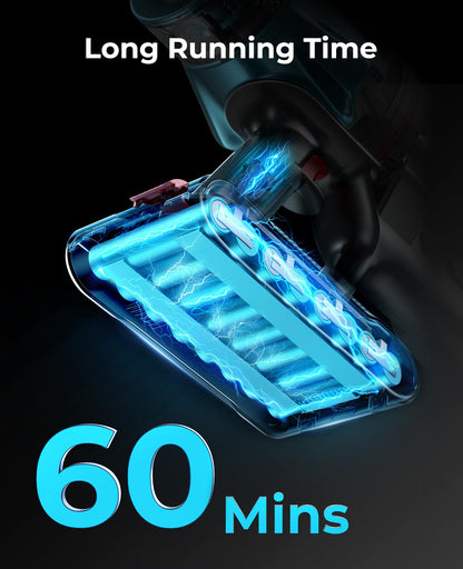 Laresar Ultra 7 Cordless Vacuum Cleaner 550W/45Kpa Stick Vacuum Cleaner with Touch Screen, Up to 60 Mins Runtime, Lightweight Handheld Vacuums for Hardwood Floor Carpet Car Pet Hair, Black 