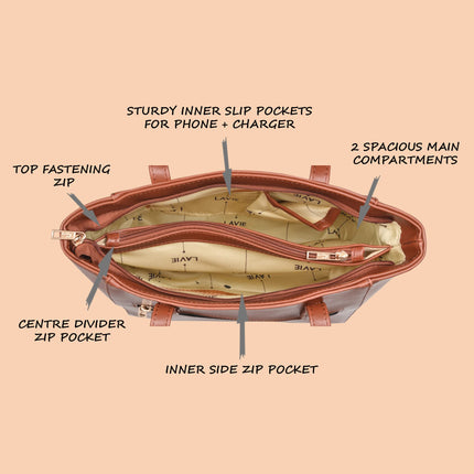 Lavie Betula Women's Tote Bag (Brown, Tan) 