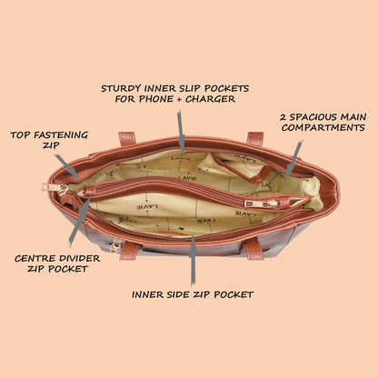 Lavie Betula Women's Tote Bag (Brown, Tan) 