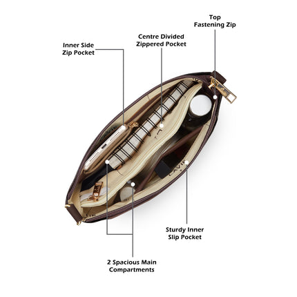 Lavie Women's Mono Keiko 2c Top Zip Cross Body Sling Bag | Ladies Purse Handbag | Gift for Women 