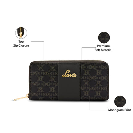 Lavie Women's Mono Wallet | Ladies Stylish Purse Bag | Credit Card, Money Holder | Zip Around Wallet | Gift for Women 