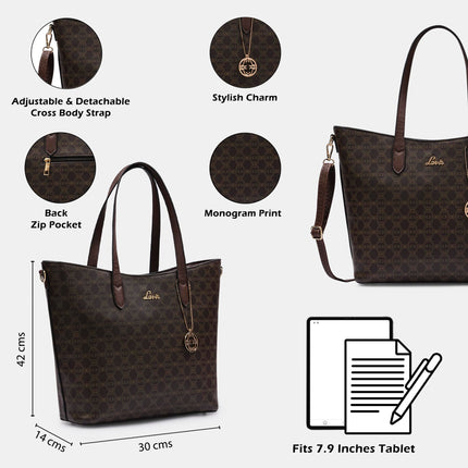 Lavie Women's Monoprint Hailon Tote Bag | Ladies Purse Handbag 