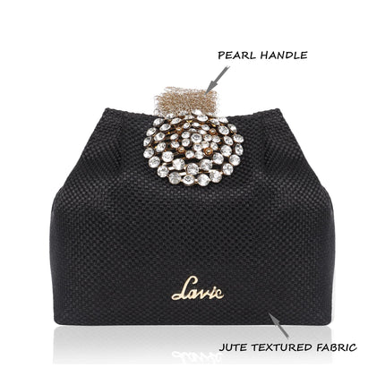 Lavie Women's Tiana Embellished Potli- Black 